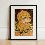 Monkey See - Traditional Thai Fresco Art Print / Canvas, 12x16’’ / 31x41cm / Black Frame / Matboard, Posters Prints & Visual Artwork, Toby