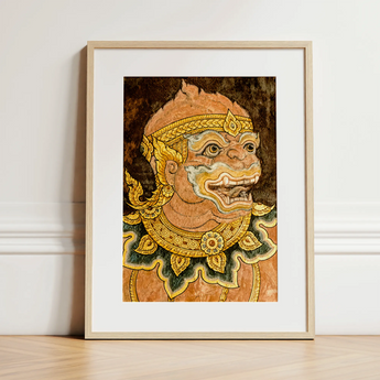 Monkey See - Traditional Thai Fresco Art Print / Canvas, 12x16’’ / 31x41cm / Natural Frame / Matboard, Posters Prints & Visual Artwork,