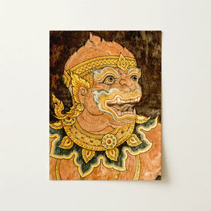 Monkey See - Traditional Thai Fresco Art Print / Canvas, 12x16’’ / 31x41cm / Unframed / no Border, Posters Prints & Visual Artwork, Toby