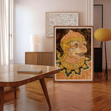 Monkey See - Traditional Thai Fresco Art Print, Framed Artwork Colorful Ornate Face Elaborate Headdress