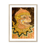 Monkey See - Traditional Thai Fresco Art Print, Framed Thai Mythological Figure Painting