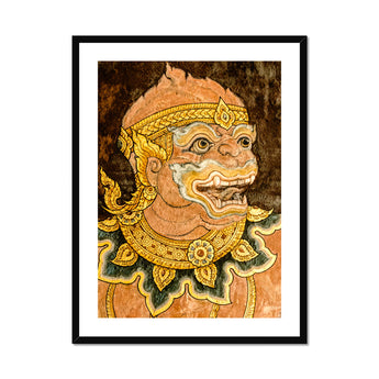 Monkey See - Traditional Thai Fresco Art Print, Framed Thai Mythological Figure Painting