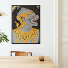 Monkey See too Traditional Thai Fresco Framed Canvas, Traditional Thai Style Artwork Mythological Creature Ornate Golden Decorative