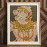 Monkey do too - Thai Golden Lai Art Print / Canvas, Celestial Simian Bursts, Thai Fresco Art, Golden Lai Regalia