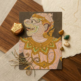 Monkey do too - Thai Golden Lai Art Print / Canvas Detailed Illustration Traditional Thai Guardian Figure Textured Paper Celestial Simian