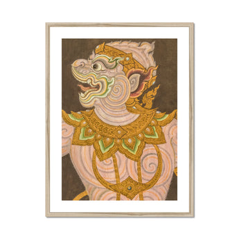 Monkey do too - Thai Golden Lai Art Print, Framed Thai Mythological Figure Painting