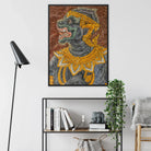 Monkey do too Thai Mural Art Framed Canvas, Framed Artwork Mythological Figure Grey Skin Ornate Golden