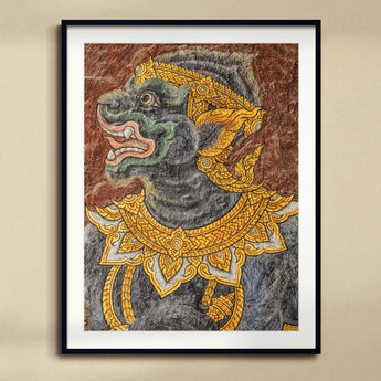 Monkey do too - Thai Mural Art Print, Traditional Thai Temple Mural Painting Mythological Demon Figure