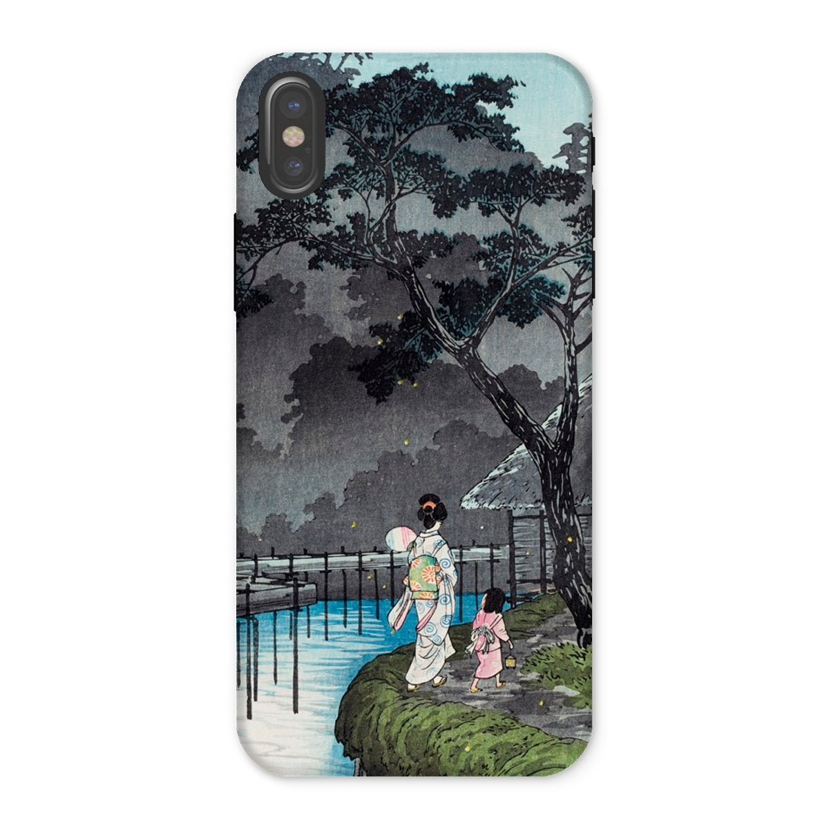 Moon at Sekiguchi Hiroaki Takahashi Iphone Case, x / Matte, Phone Case Japanese Style Artwork Figures Pond Night