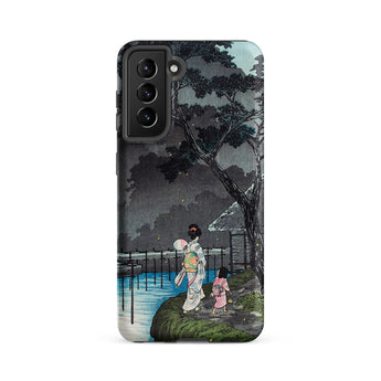 Moon at Sekiguchi - Hiroaki Takahashi Samsung Case, Galaxy S21 Fe / Matte, Smartphone Case Traditional Japanese Art Print Two Figures