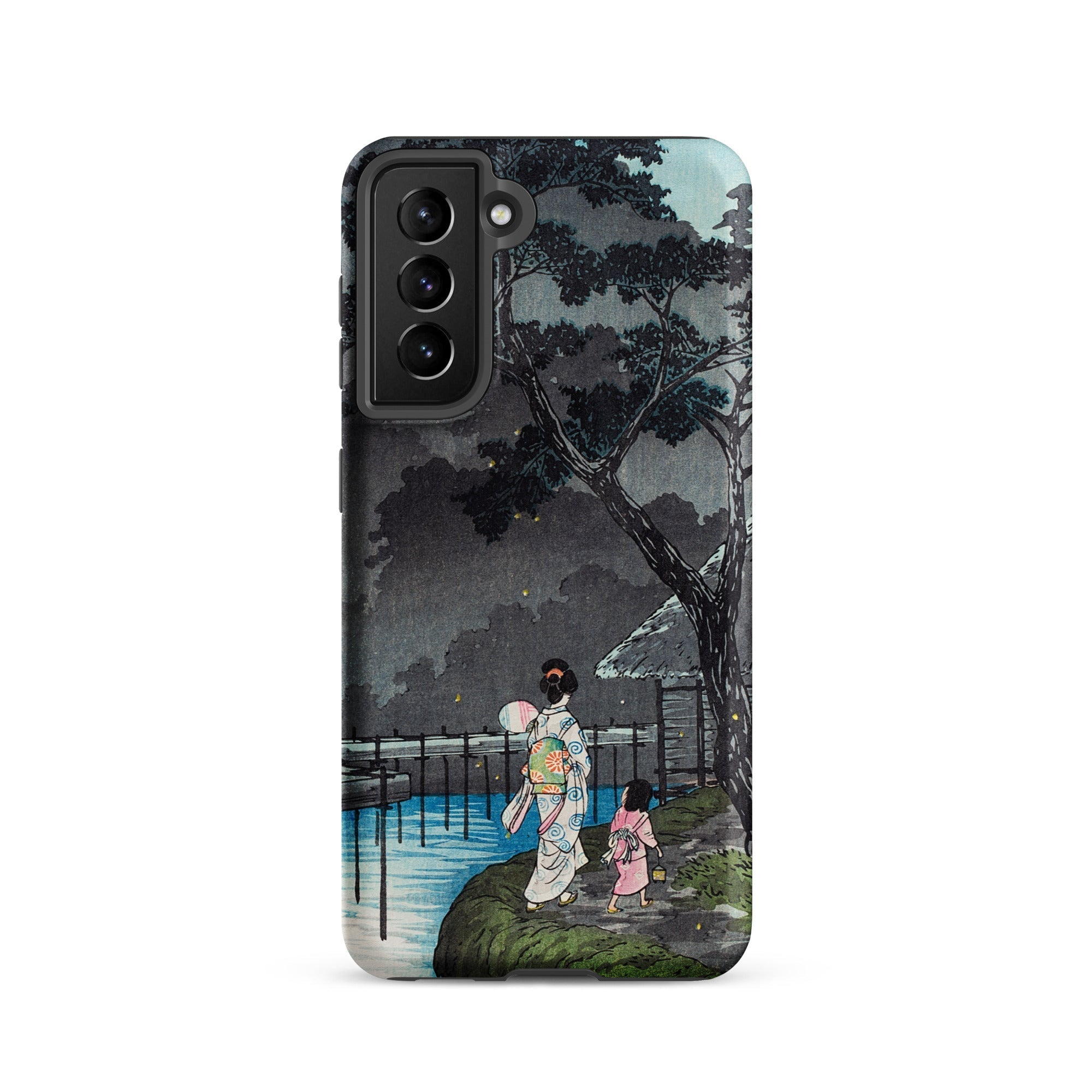 Moon at Sekiguchi Hiroaki Takahashi Samsung Case, Galaxy S21 / Matte, Smartphone Case Japanese Ukiyo e Style Landscape Two Figures