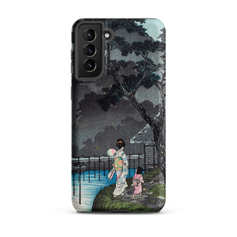 Moon at Sekiguchi - Hiroaki Takahashi Samsung Case, Galaxy S21 Plus / Matte, Smartphone Case Japanese Art Print Woman Child River