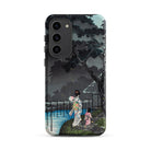 Moon at Sekiguchi Hiroaki Takahashi Samsung Case, Galaxy S23 Plus / Matte, Black Smartphone Case Night Scene Woman Child Traditional