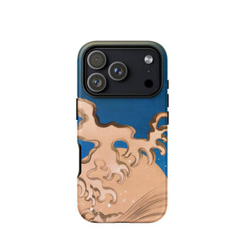 Moon and Waves - Suzuki Kiitsu Phone Case Iphone 17 Pro / Matte Iphone 12 Pro Max Case Wave Design Blue Suzuki Kiitsu Case, Foam Coils