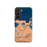 Moon and Waves - Suzuki Kiitsu Phone Case Samsung Galaxy S22 / Matte Blue Tan Wave-patterned Phone Case Stylized Artistic Design Suzuki