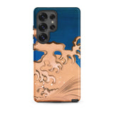 Moon and Waves - Suzuki Kiitsu Phone Case Samsung Galaxy S25 Ultra / Matte Phone Case Stylized Wave Design Tan Gold Deep Suzuki Kiitsu
