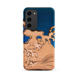 Moon and Waves - Suzuki Kiitsu Samsung Case, Galaxy S23 Plus / Matte, Phone Case Great Wave Kanagawa Inspired Design Brown