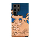 Moon and Waves Suzuki Kiitsu Samsung Case, Galaxy S24 Ultra / Matte, Blue Copper Colored Phone Case Wave Pattern