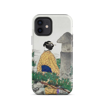 Moonlight and Pine Trees - Ogata Gekko Iphone Case, 12 / Matte, Yellow Blue Floral Phone Case Japanese-inspired Design Traditional