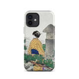 Moonlight and Pine Trees - Ogata Gekko Iphone Case 12 / Matte Yellow Blue Floral Phone Case Japanese-inspired Design Traditional Ogata