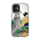 Moonlight and Pine Trees - Ogata Gekko Iphone Case, 12 Mini / Matte, Phone Case Japanese Woodblock Print-style Design Woman Kimono