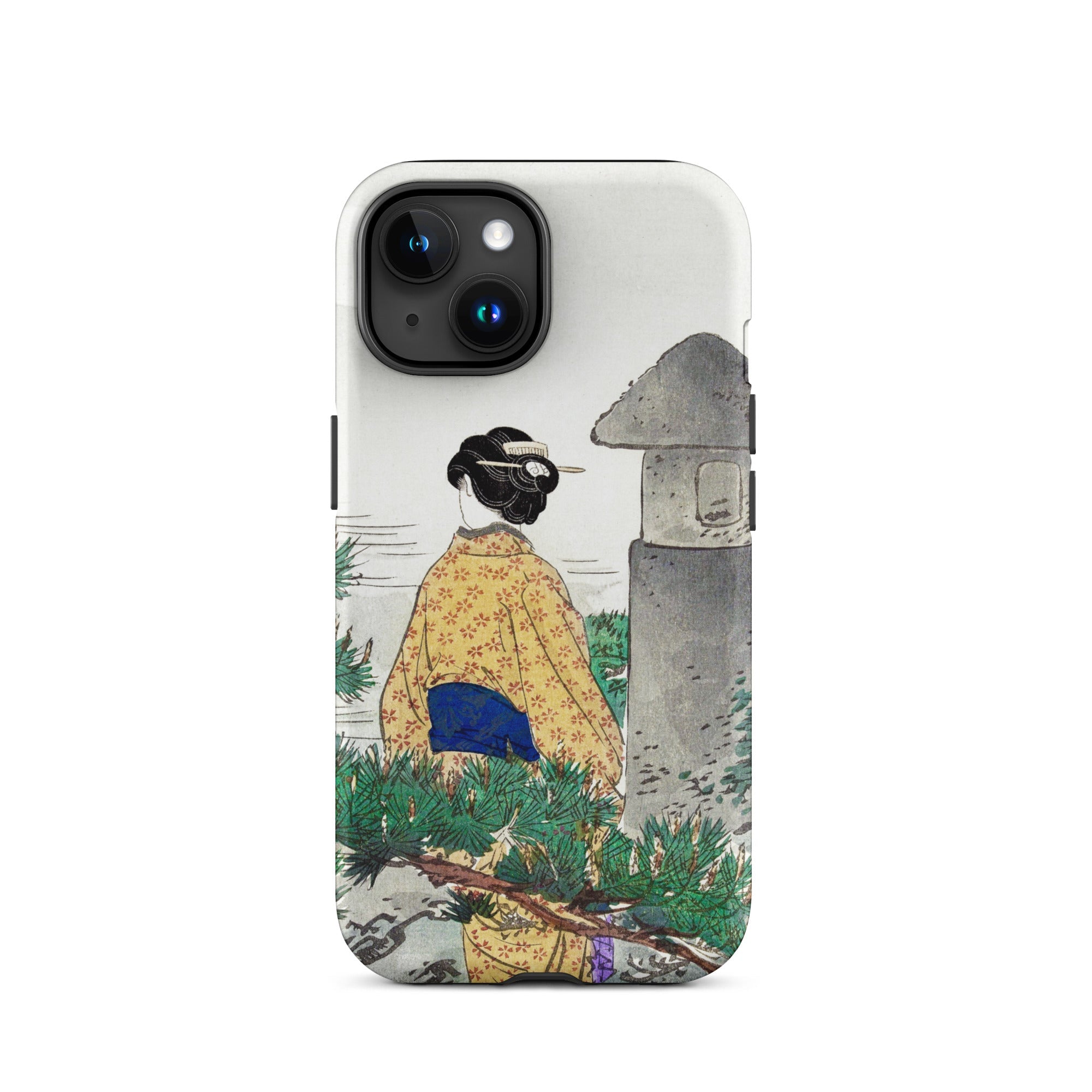 Moonlight and Pine Trees - Ogata Gekko Iphone Case, 15 / Matte, Iphone 12 Case Japanese-inspired Artwork Woman Traditional Attire
