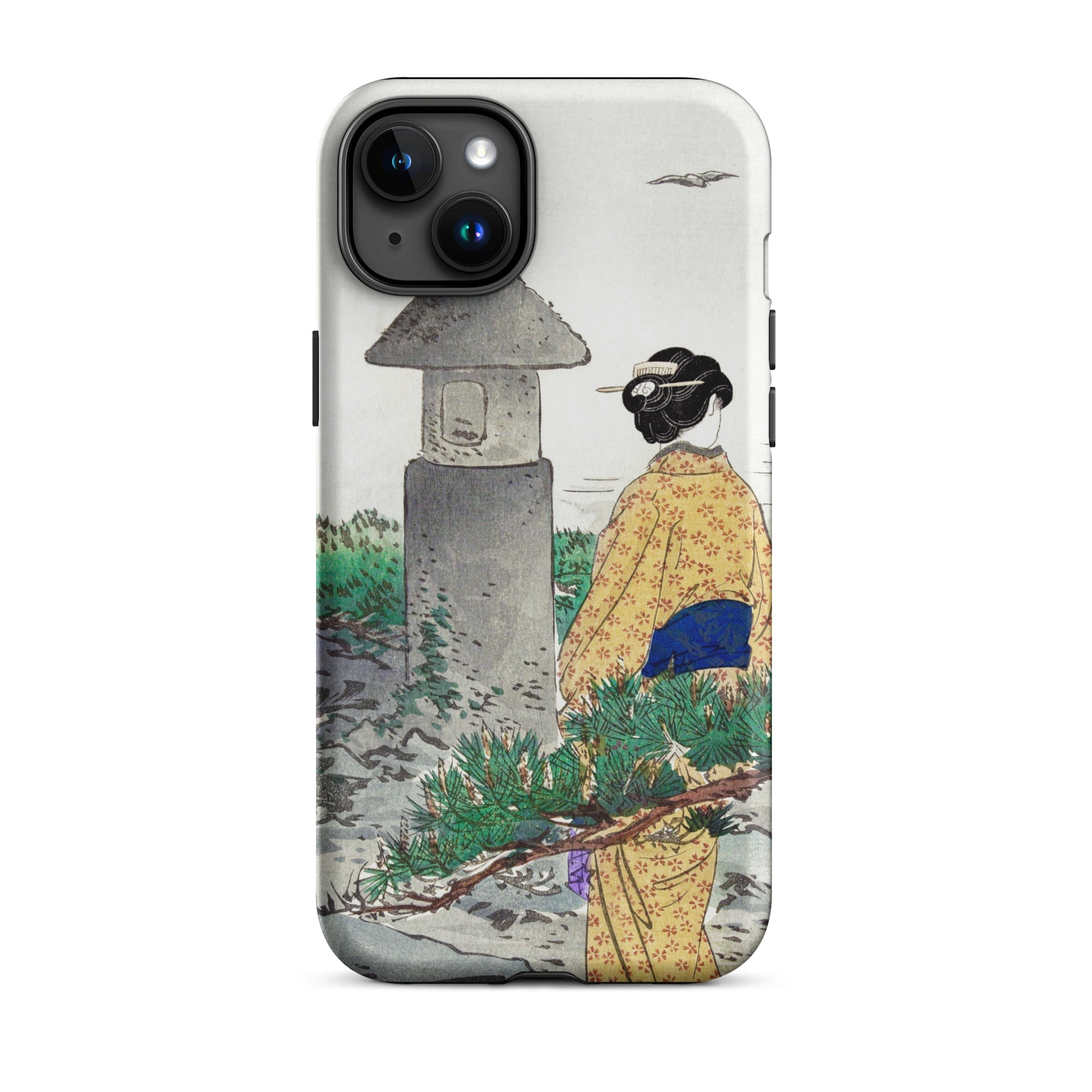 Moonlight and Pine Trees Ogata Gekko Iphone Case, 15 Plus / Matte, Japanese Art Phone Case