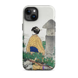 Moonlight and Pine Trees - Ogata Gekko Iphone Case, 15 Plus / Matte, Yellow Floral-patterned Phone Case Japanese-inspired Design Woman