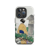Moonlight and Pine Trees - Ogata Gekko Iphone Case, 16 Pro / Matte, Yellow Blue Kimono Phone Case Traditional Japanese Design