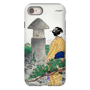 Moonlight and Pine Trees - Ogata Gekko Iphone Case 8 / Matte Phone Case Japanese-style Illustration Woman Kimono Stone Lantern Ogata Gekko,