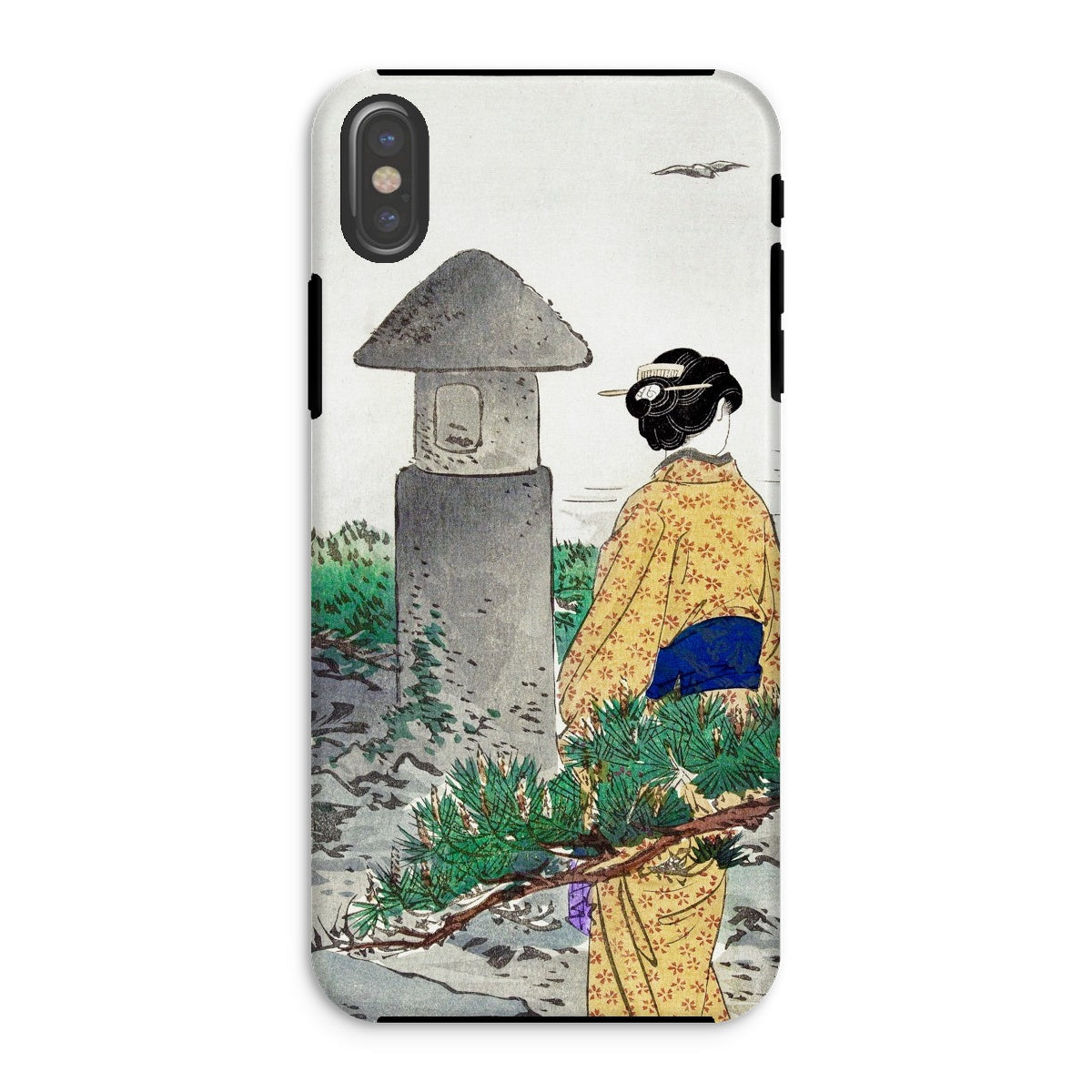 Moonlight and Pine Trees Ogata Gekko Iphone Case, Xs / Matte, Phone Case Japanese Woodblock Print Style Illustration Geisha Stone
