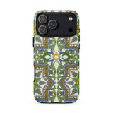 Moreish - Moorish Design Iphone Case 17 Pro Max / Matte Green Gold Patterned Phone Case Floral Design Made Vibrant Moorish Geometry,