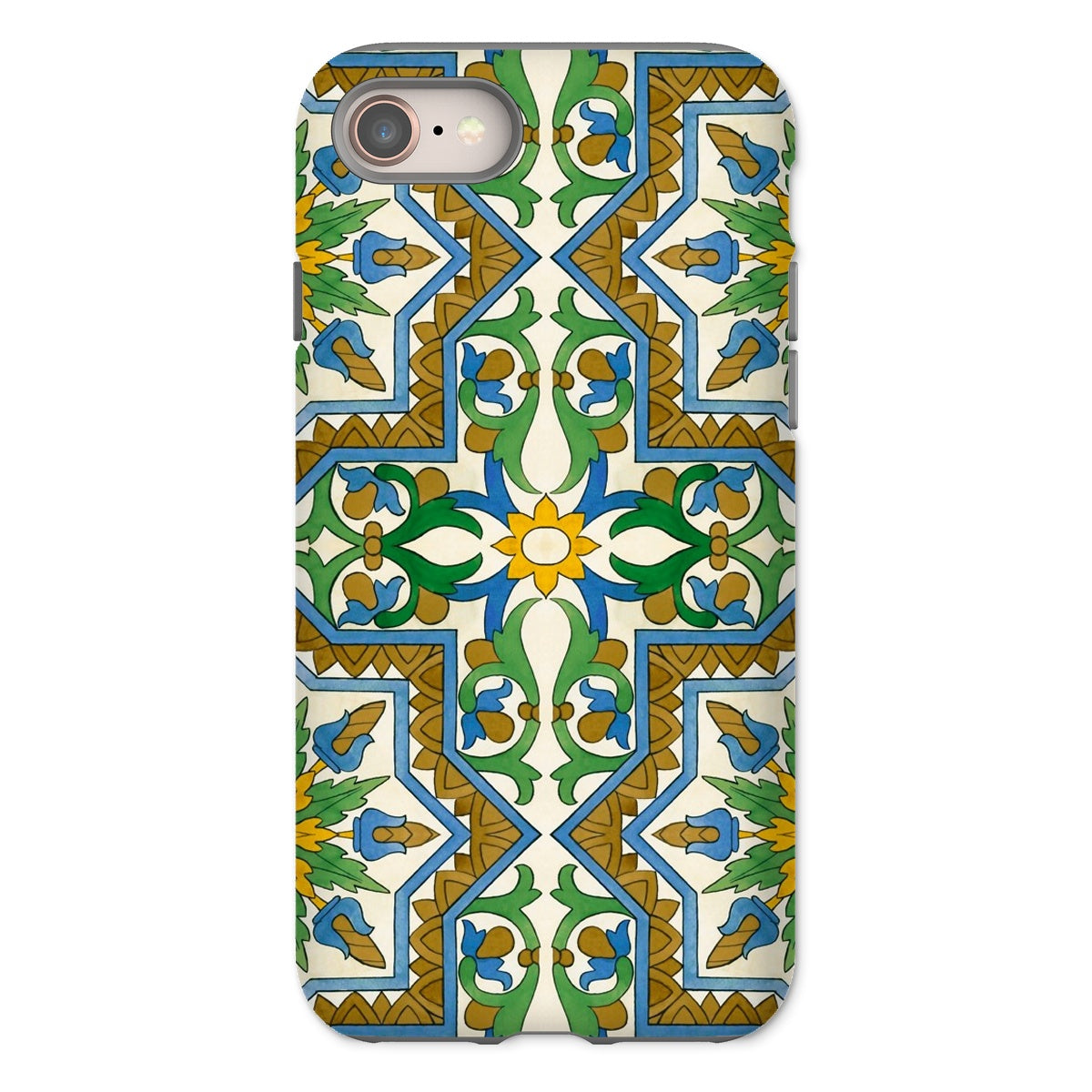 Moreish Moorish Design Iphone Case, 8 / Matte, Decorative Phone Case Intricate Floral Geometric Pattern Blue