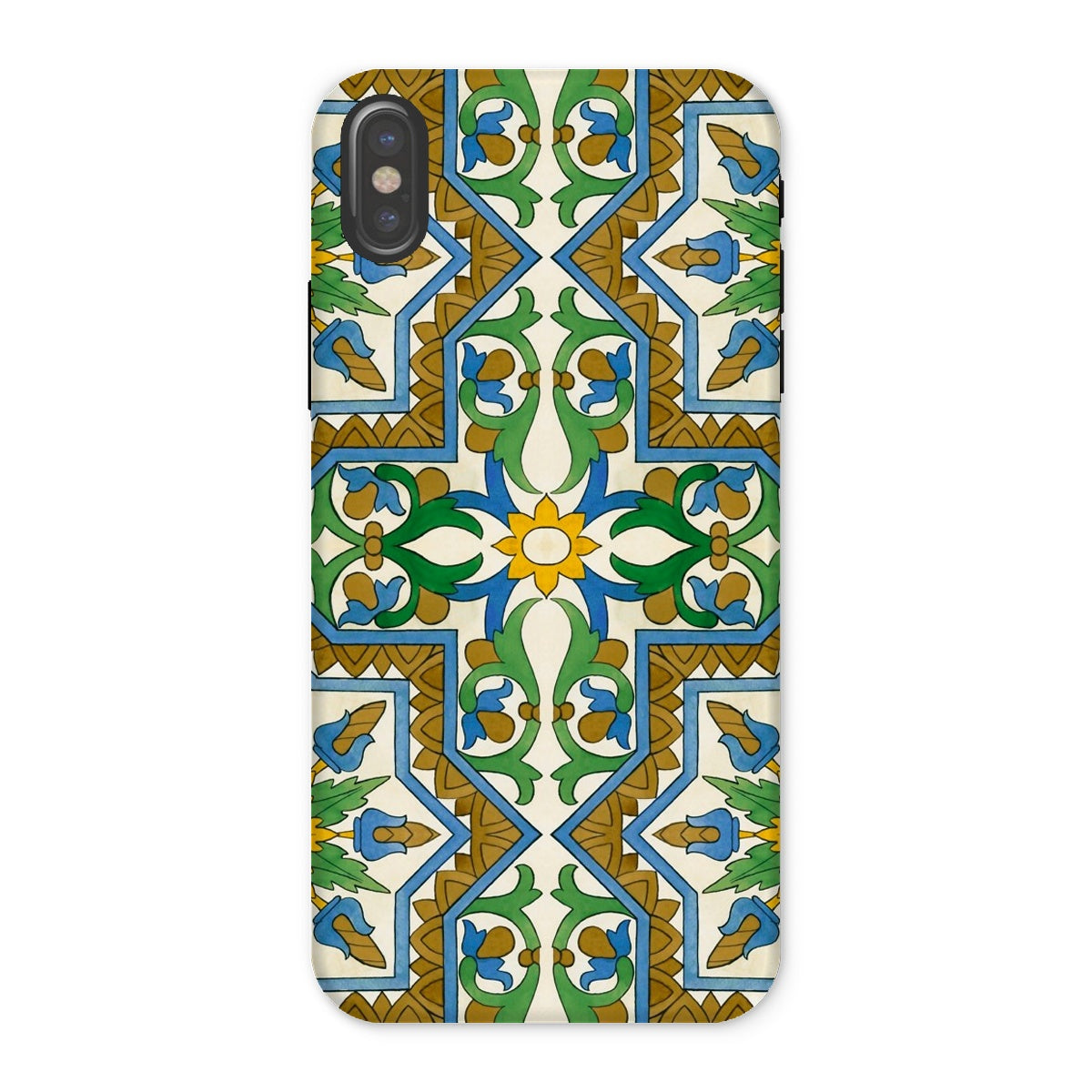 Moreish Moorish Design Iphone Case, x / Matte, Decorative Phone Case Intricate Floral Geometric Pattern Green