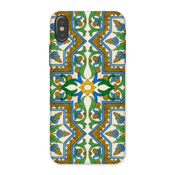 Moreish - Moorish Design Iphone Case x / Matte Decorative Phone Case Intricate Floral Geometric Pattern Green Vibrant Moorish Geometry,