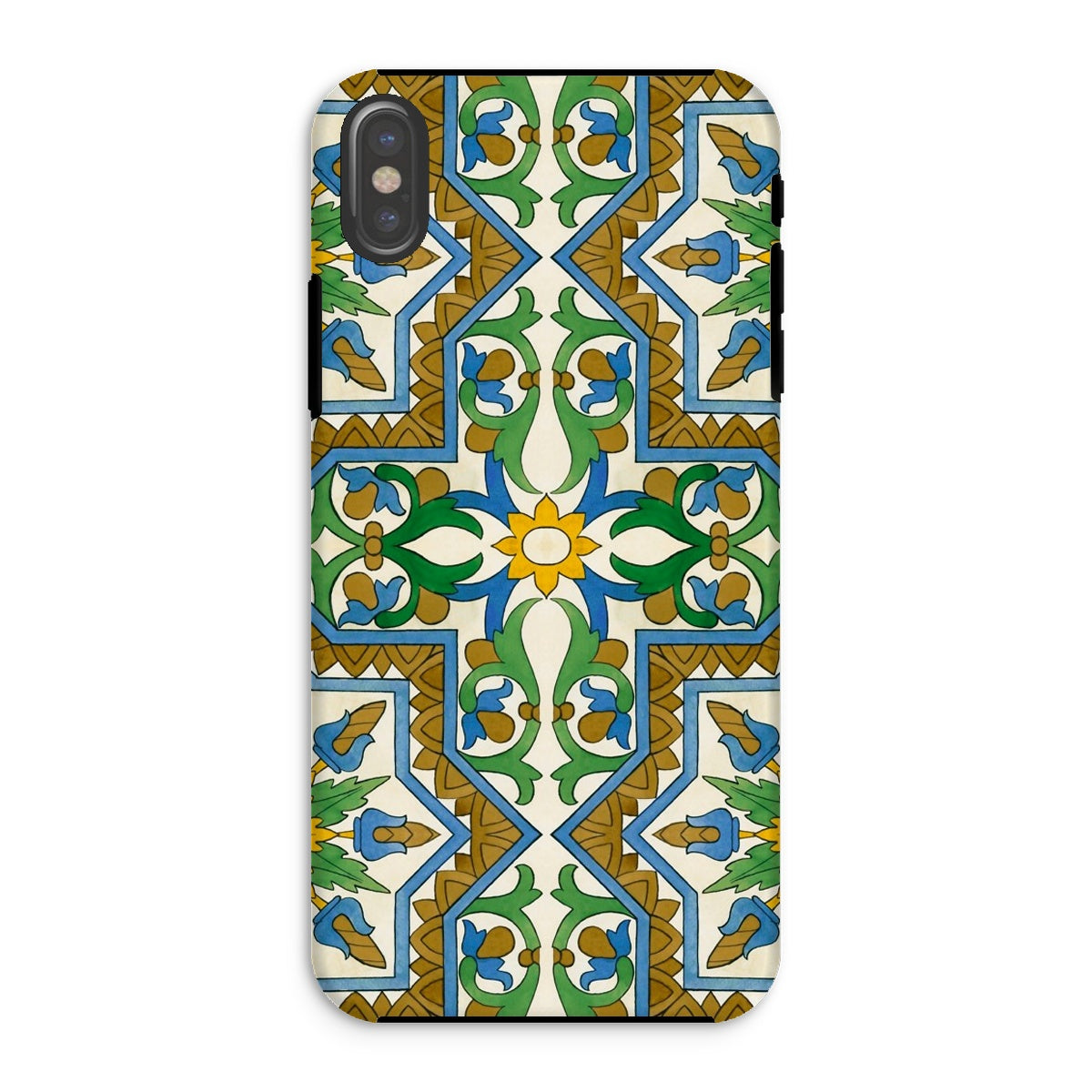 Moreish Moorish Design Iphone Case, Xs / Matte, Decorative Phone Case Intricate Moorish Inspired Tile Pattern Green