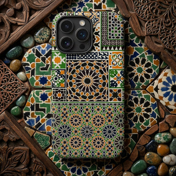 Moresque - Auguste Racinet Moorish Pattern Phone Case Vibrant Intricately Patterned Phone Case Mosaic Design Green Moresque Iphone Case,