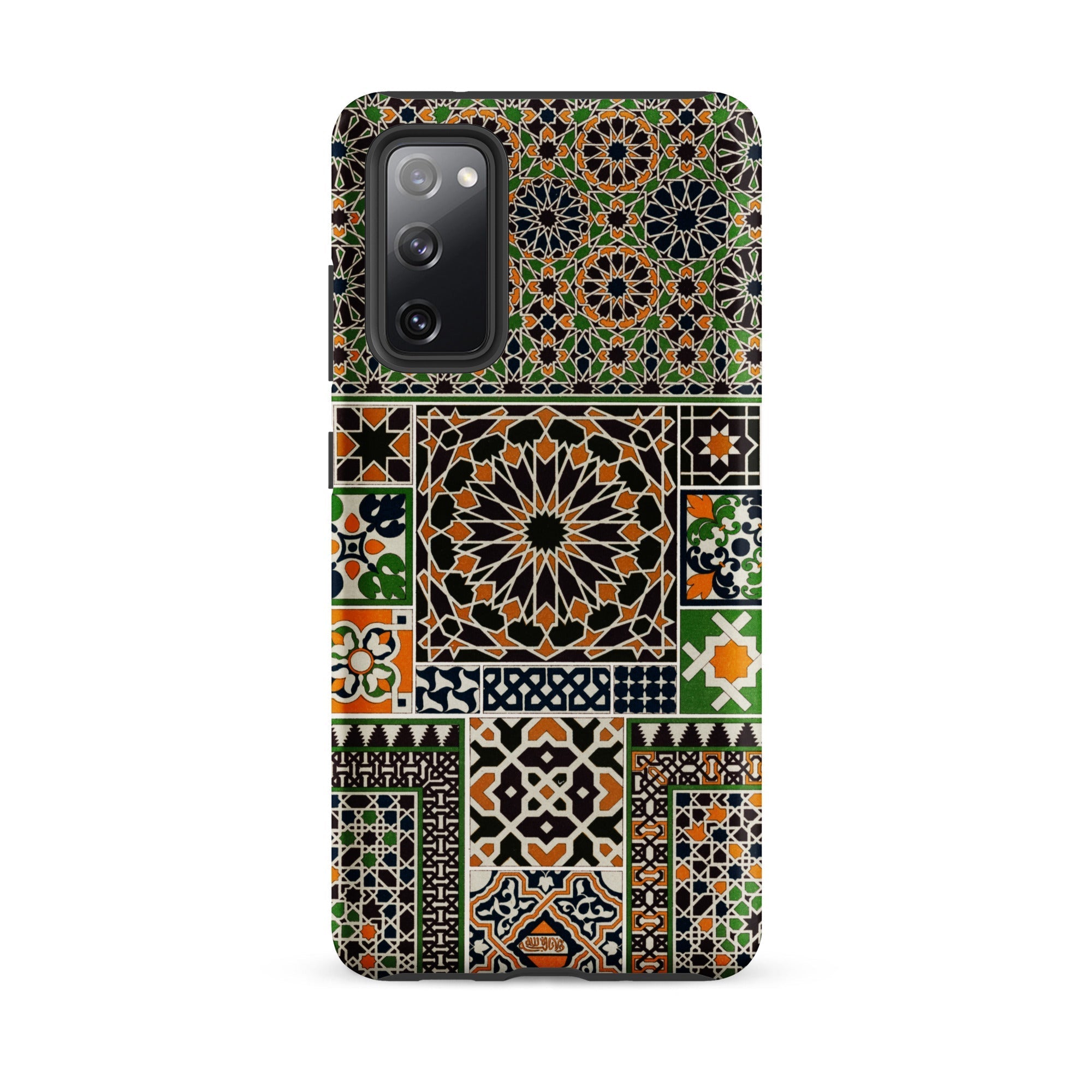 Moresque Auguste Racinet Moorish Pattern Samsung Case, Galaxy S20 Fe / Matte, Smartphone Case Intricate Moroccan Tile Pattern Green Black