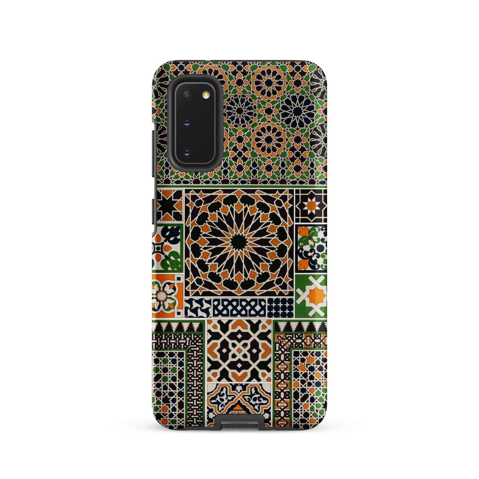 Moresque Auguste Racinet Moorish Pattern Samsung Case, Galaxy S20 / Matte, Smartphone Case Intricate Mosaic Pattern Black Orange Green