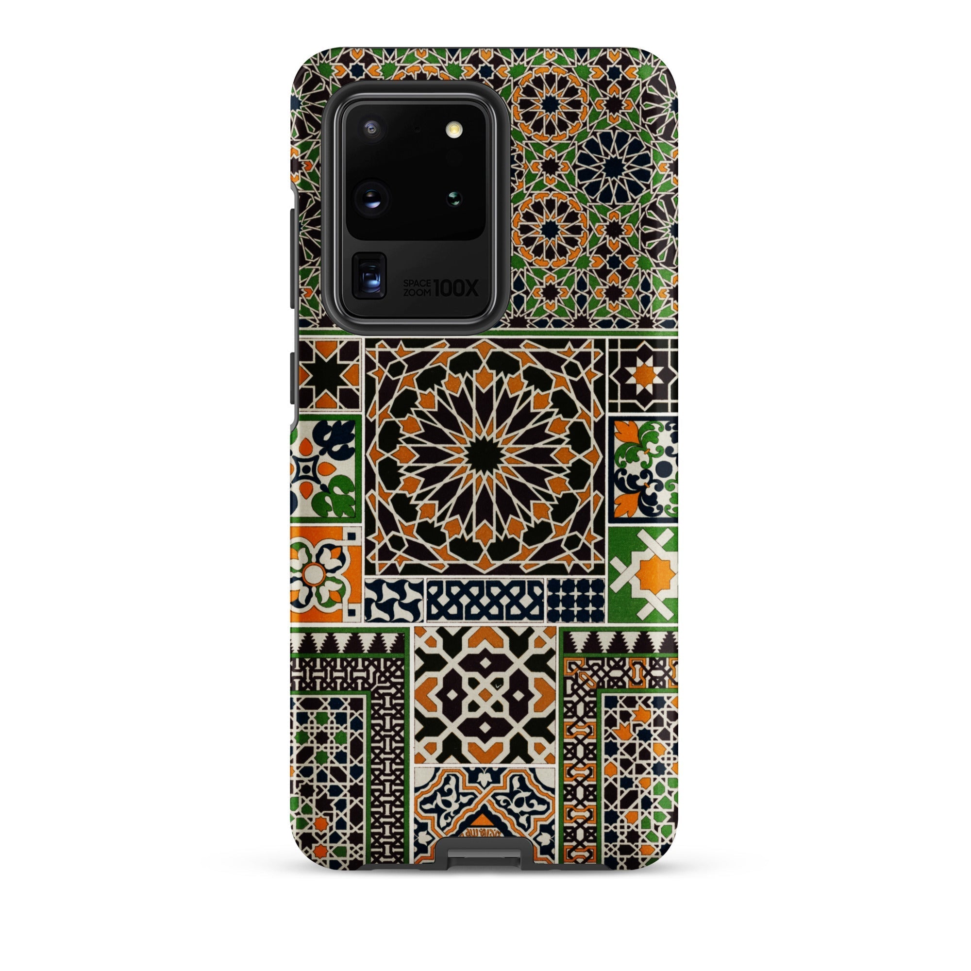 Moresque Auguste Racinet Moorish Pattern Samsung Case, Galaxy S20 Ultra / Matte, Smartphone Case Complex Mosaic Pattern Green Orange Black