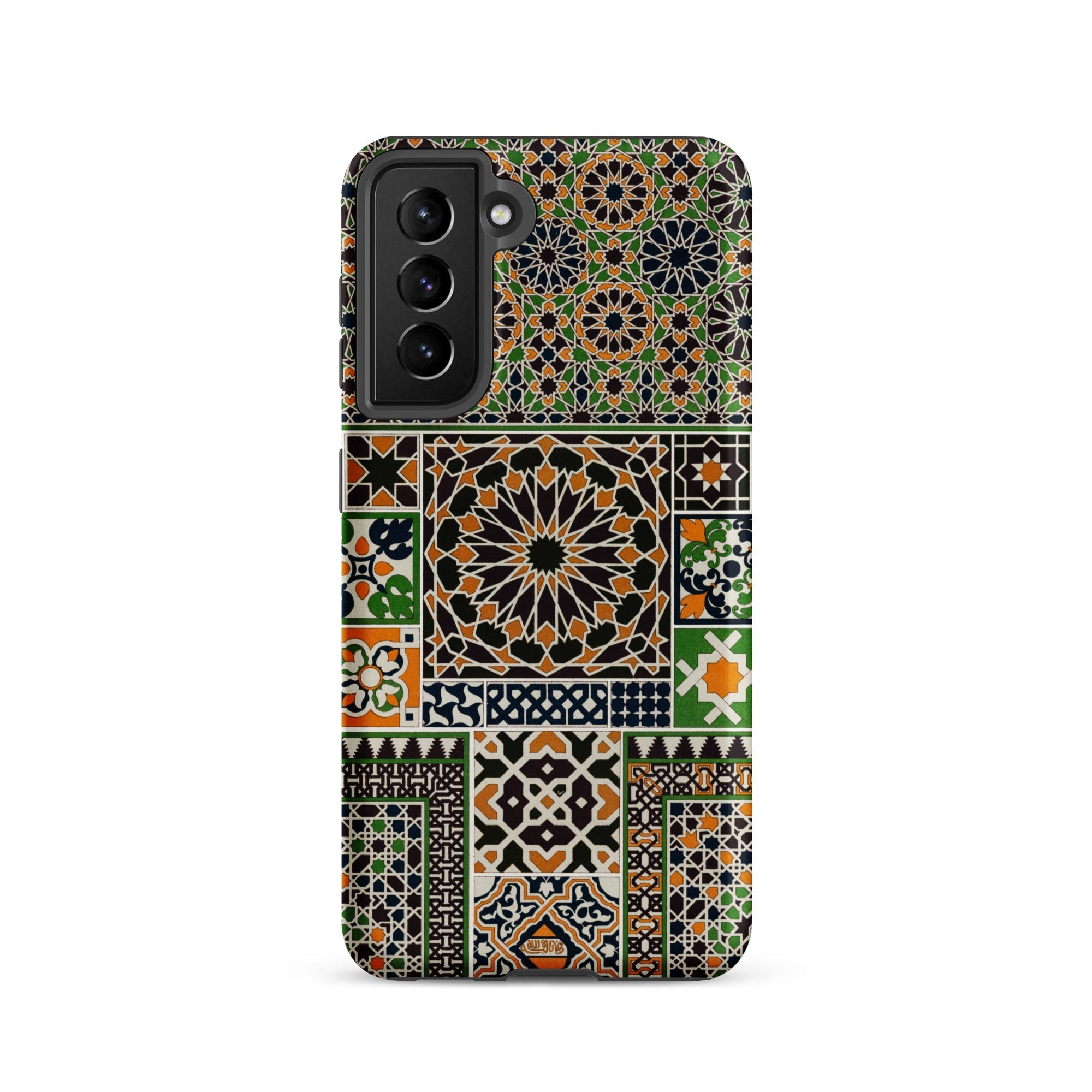Moresque Auguste Racinet Moorish Pattern Samsung Case, Galaxy S21 / Matte, Black Smartphone Case Vibrant Moroccan Tile Pattern