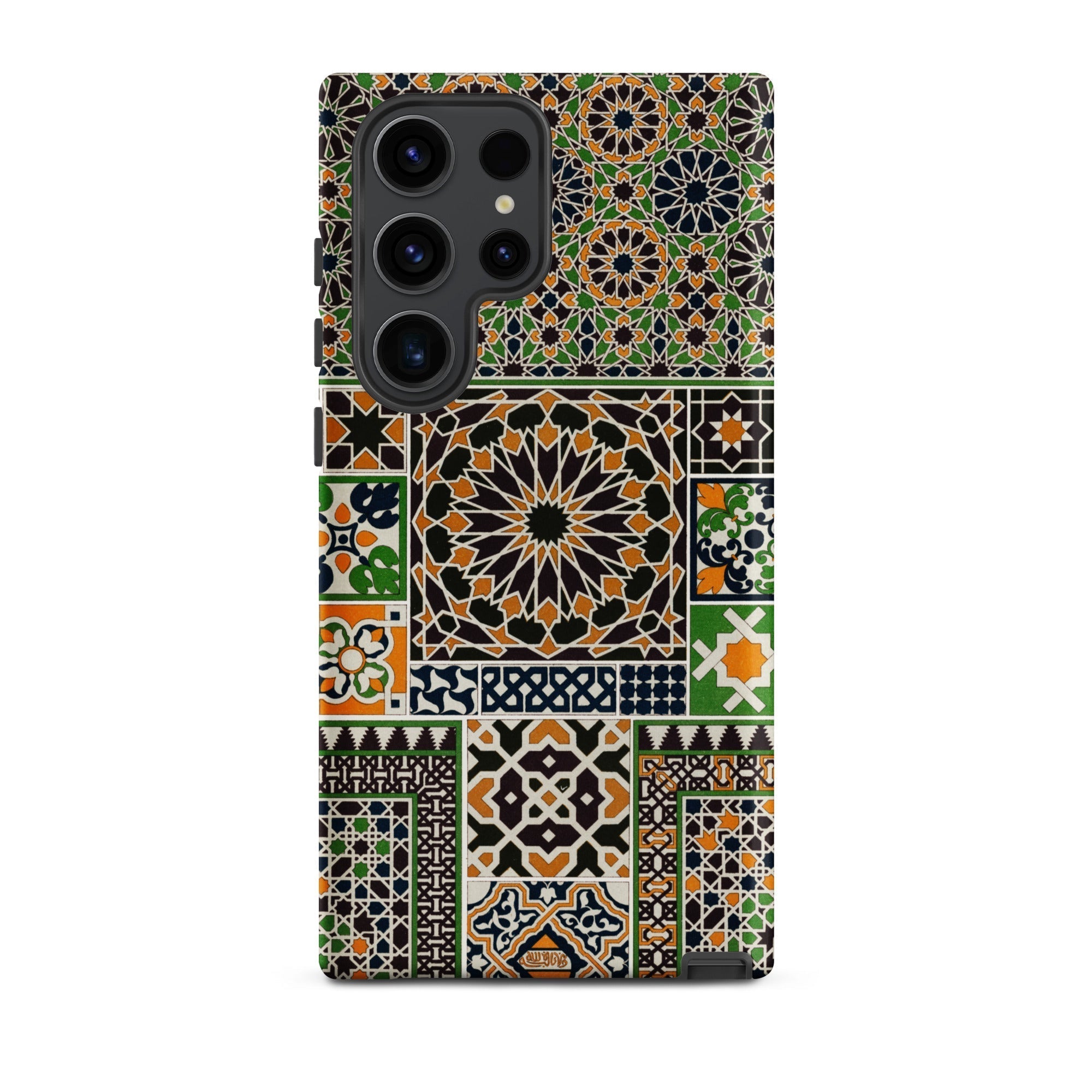 Moresque Auguste Racinet Moorish Pattern Samsung Case, Galaxy S23 Ultra / Matte, Smartphone Case Intricate Mosaic Pattern Shades Green