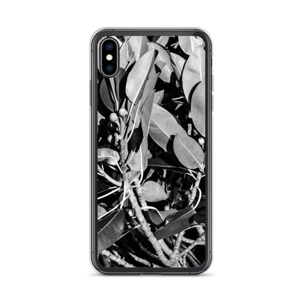 Moreton Bay Fig Botanical Art Iphone Case - Black And White - Iphone Xs Max - Mobile Phone Cases - Aesthetic Art