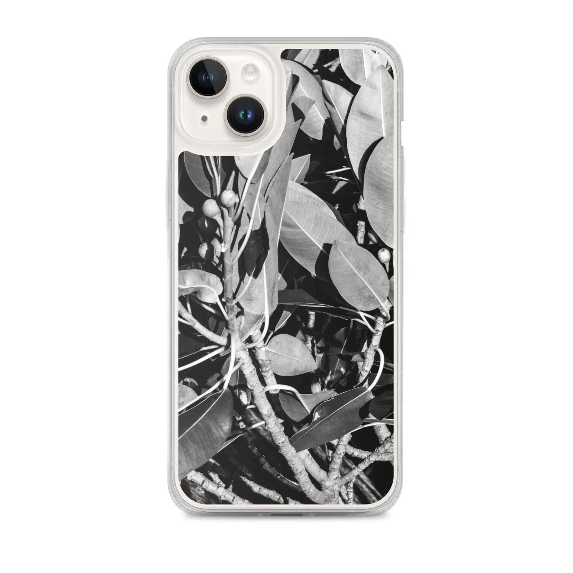 Moreton Bay Fig Botanical Art Iphone Case - Black And White - Iphone 14 Plus - Mobile Phone Cases - Aesthetic Art