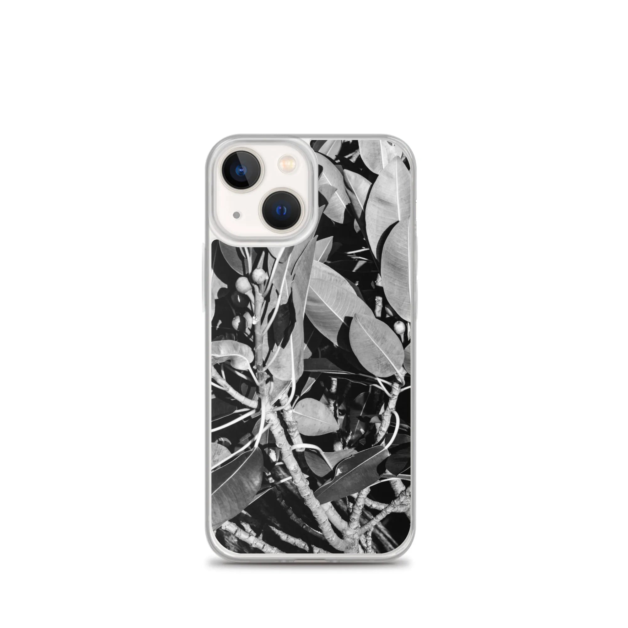 Moreton Bay Fig Botanical Art Iphone Case - Black And White - Iphone 13 Mini - Mobile Phone Cases - Aesthetic Art