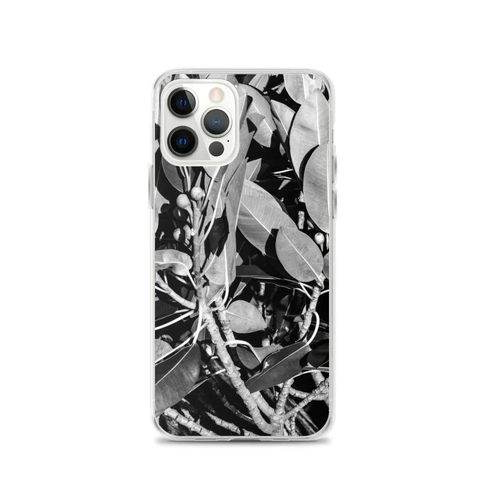 Moreton Bay Fig Botanical Art Iphone Case - Black And White - Iphone 12 Pro - Mobile Phone Cases - Aesthetic Art
