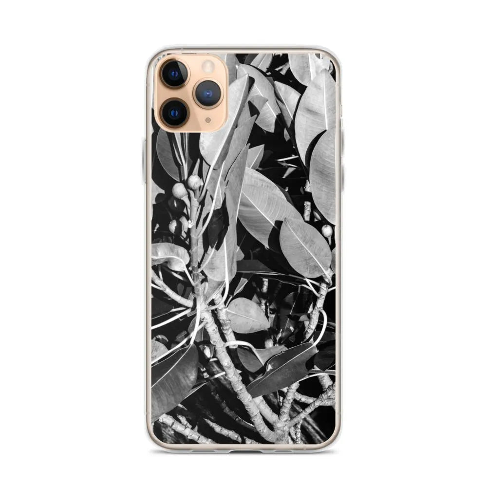 Moreton Bay Fig Botanical Art Iphone Case - Black And White - Iphone 11 Pro Max - Mobile Phone Cases - Aesthetic Art