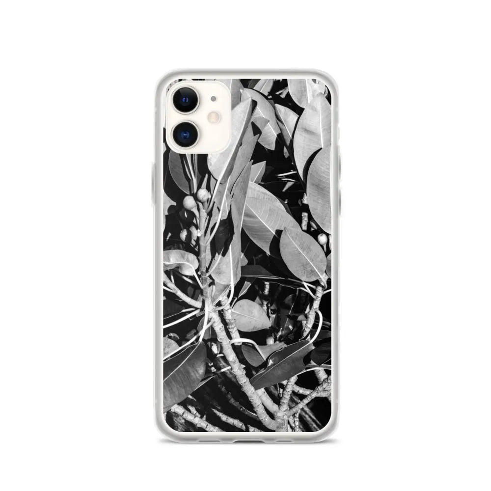 Moreton Bay Fig Botanical Art Iphone Case - Black And White - Iphone 11 - Mobile Phone Cases - Aesthetic Art