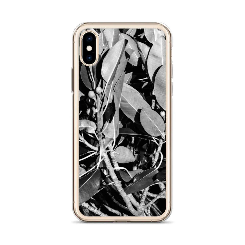 Moreton Bay Fig Botanical Art Iphone Case - Black And White - Mobile Phone Cases - Aesthetic Art