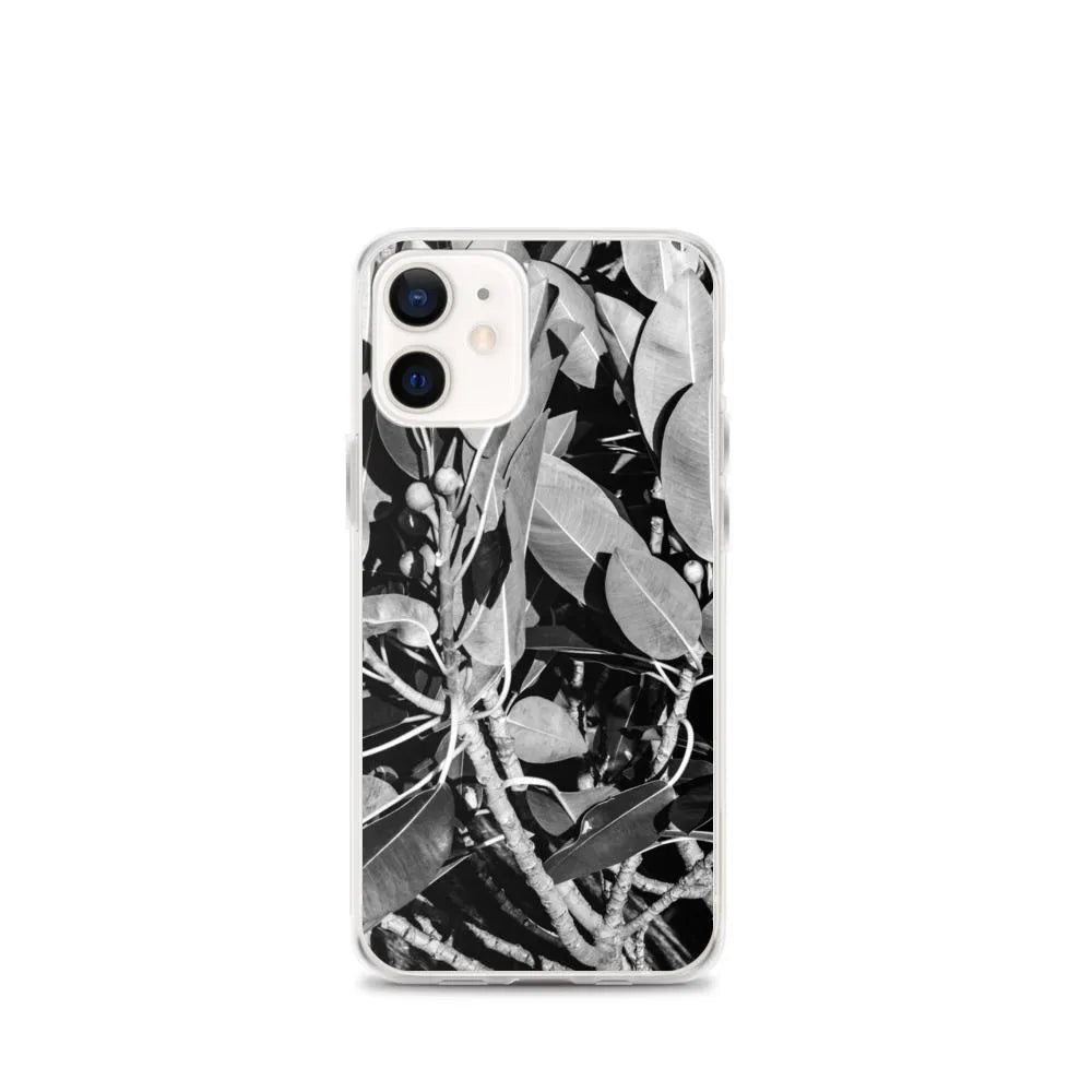 Moreton Bay Fig Botanical Art Iphone Case - Black And White - Iphone 12 Mini - Mobile Phone Cases - Aesthetic Art